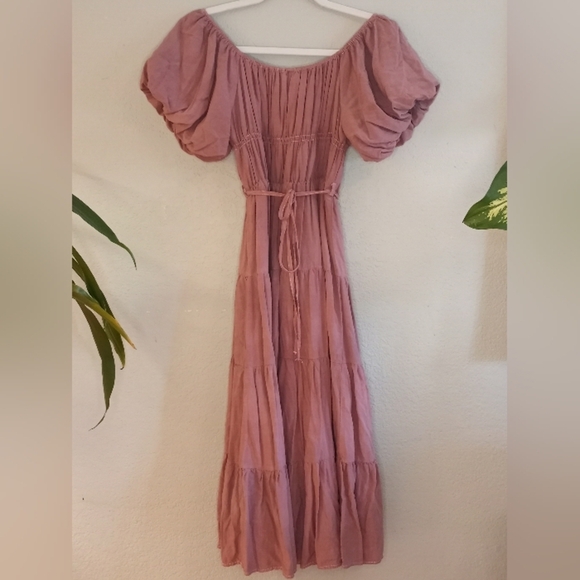 Lillusory Coquette Girl Off The Shoulder Balloon Sleeve Flowy Dress Cottagecore - Picture 5 of 6